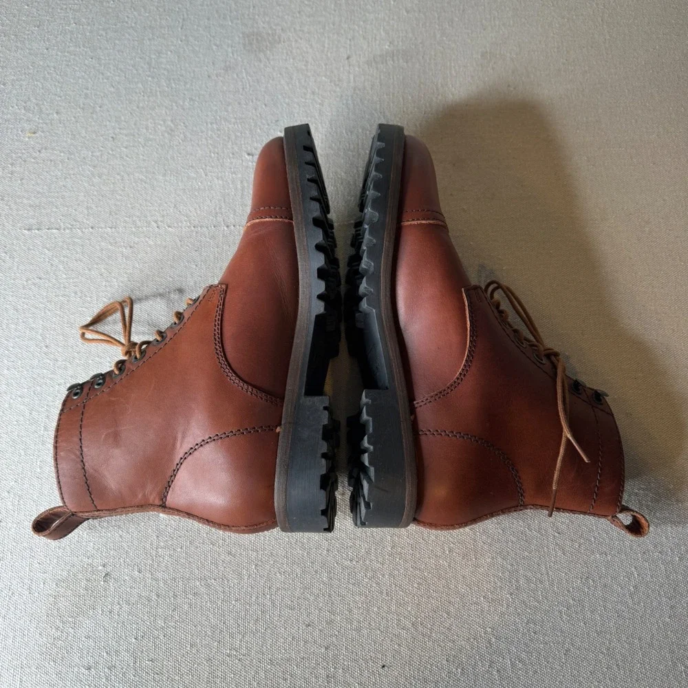 Patina Footwear Mens Leather Cap Toe Combat Boots Brown BP2123691 Size 9.5